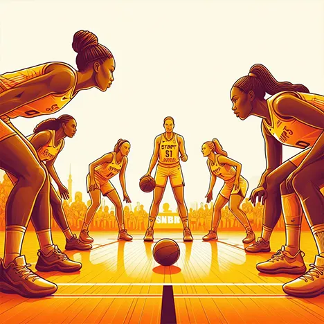 A WNBA basketball match about to begin