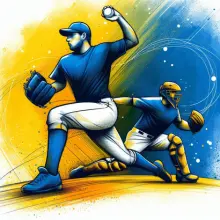 A baseball hitter and pitcher