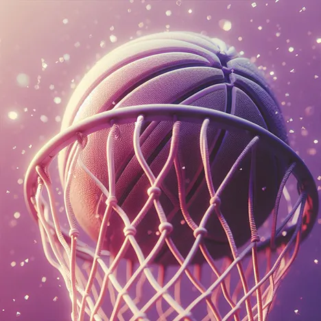 a basketball in the hoop