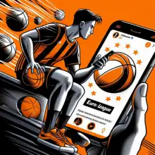 A basketball fan scrolling social media to read about Euro league