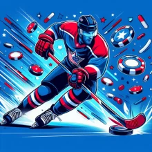 A hockey player scoring a goal to demonstrate player props bets