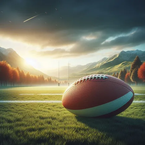A rugby League ball on a rugby field