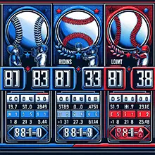 Baseball betting odds displayed on a digital screen