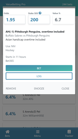 The Bet Details view in RebelBetting