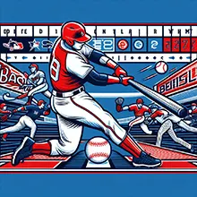 Baseball run line illustration with team logos