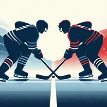 two hockey teams facing off against each other